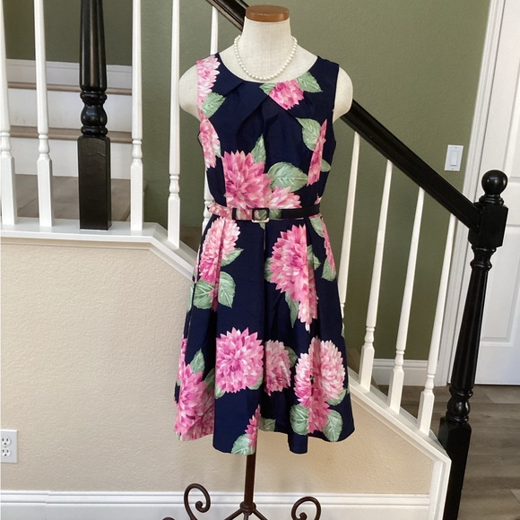 Jessica Howard Navy and Pink Floral Midi Dress - Picture 4 of 11